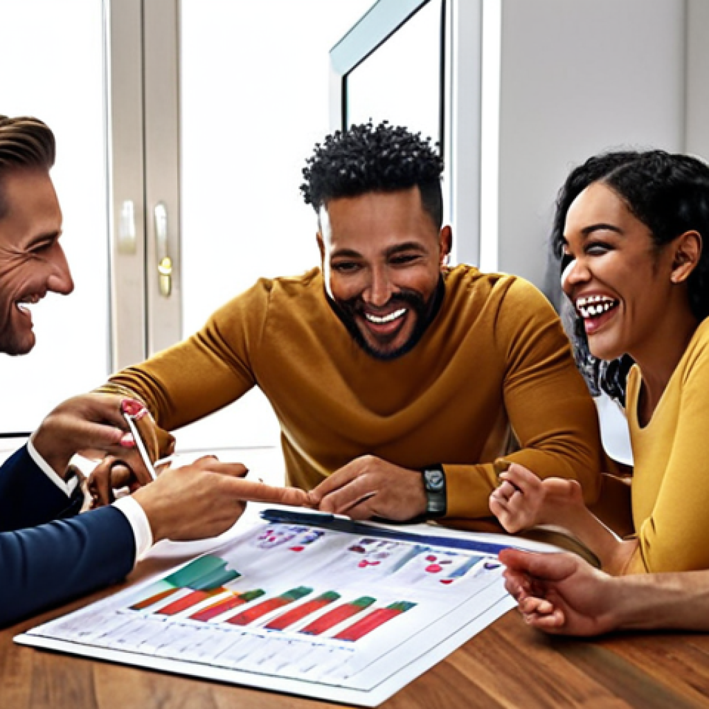**A group of diverse people happily gathered around a table, reviewing stock charts and celebrating a successful investment. The atmosphere is collaborative and supportive.**